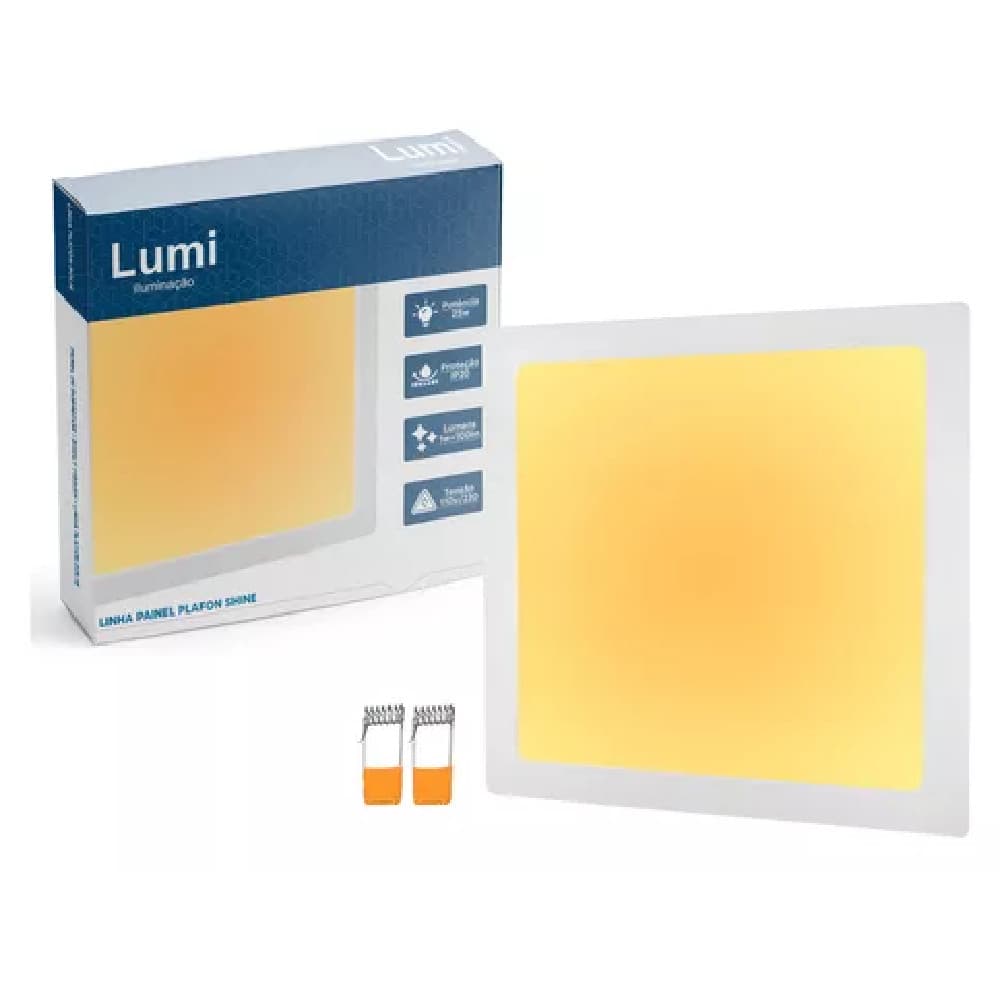 Kit 4 Painel Plafon 18w Led Quadrado Embutir 3000K Bivolt