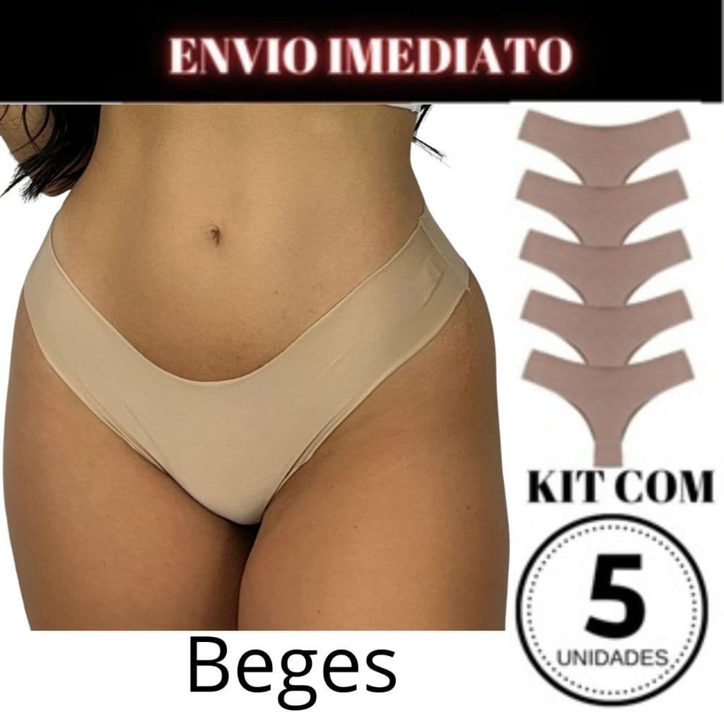 kit 5 Calcinhas Corte a Laser Qualidade Premium  Só BEGE