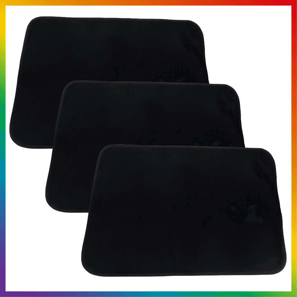 3 Unidades de Tapete Escorredor para Cozinha, Bancadas, Pias, Taças, Cafeteira, 70x50cm (Preto)