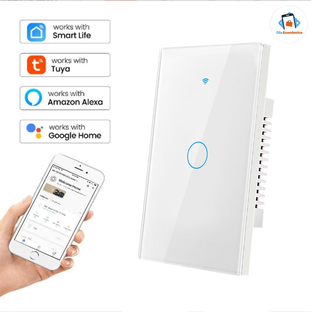 Tomada inteligente com interruptor WiFi, 1/2/3 chaves, fácil de instalar