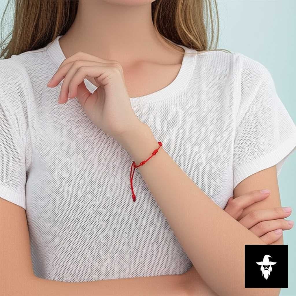 Pulseira Vermelha De Sete Nós Kabbalah Ajustável Original