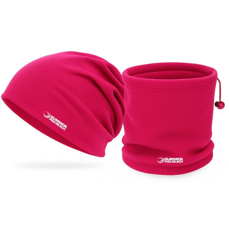 Kit Touca Gorro + Gola Balaclava Fleece Pink Summer Pro Kit Inverno