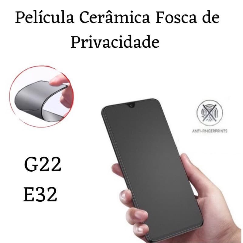 Kit Película Cerâmica Fosca Privacidade Para Motorola Moto G22 / E32