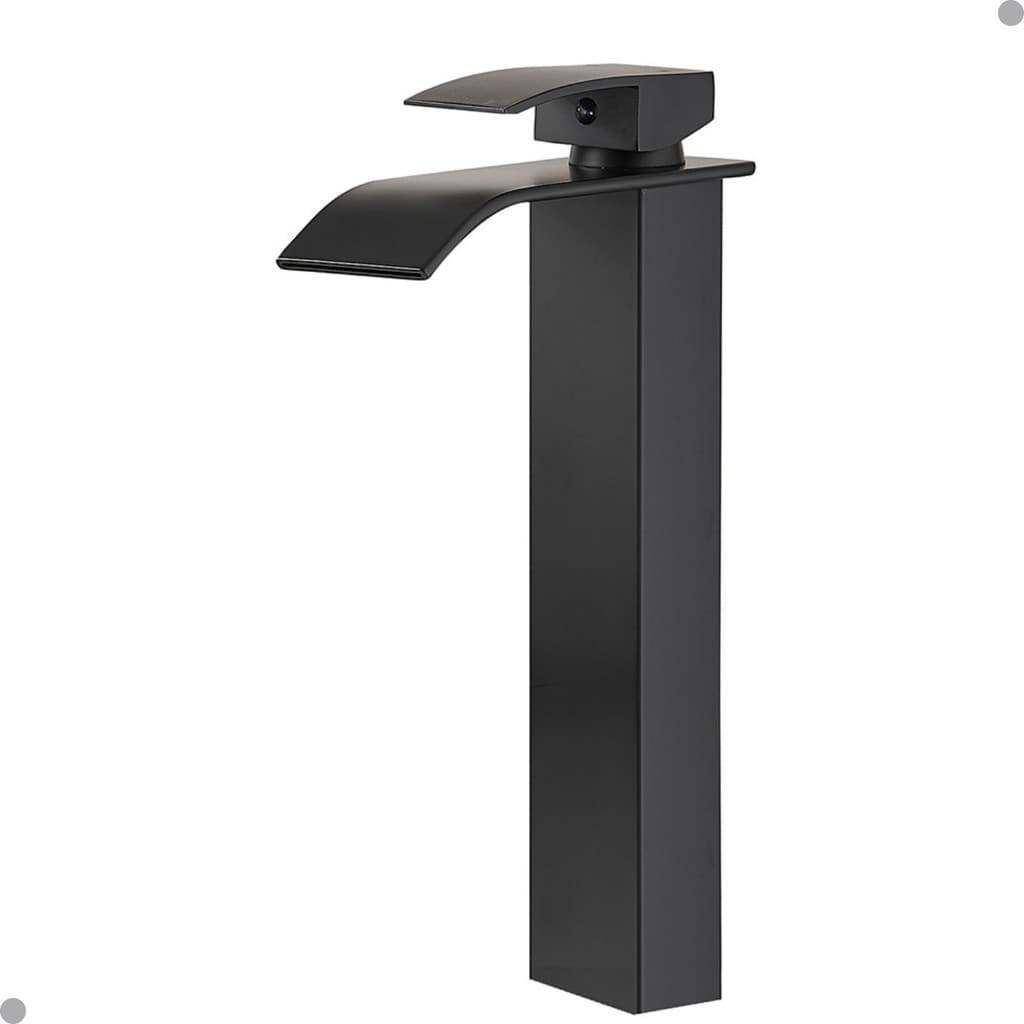 TORNEIRA BANHEIRO CASCATA MONOCOMANDO MISTURADOR BICA BAIXA LAVATÓRIO LAVABO PRETO FOSCO BLACK