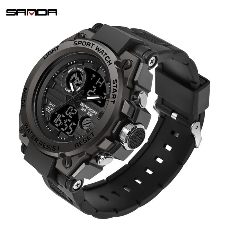 Relógio Masculino ST Militar Multi-Função Esportivo Homens Aço Inox Pulseira em Silicone Luminoso
