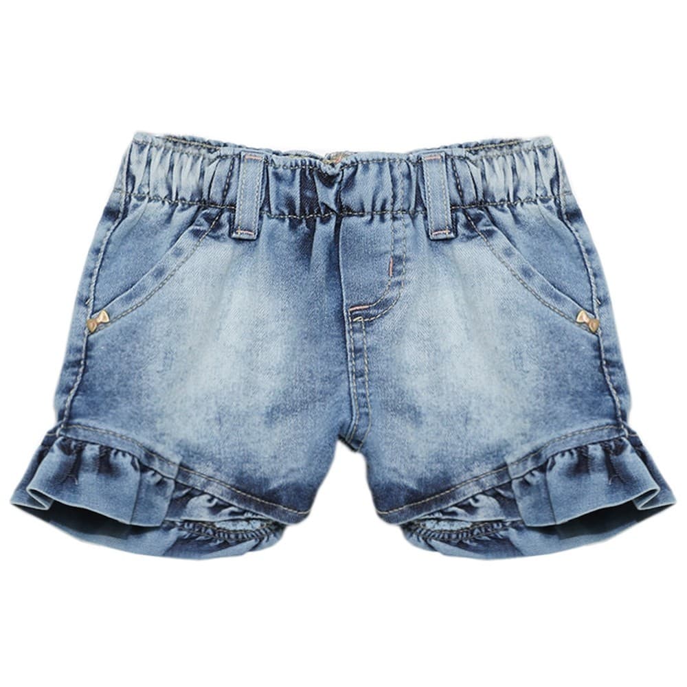 Shorts Bebê Look Jeans c/ Babado Jeans