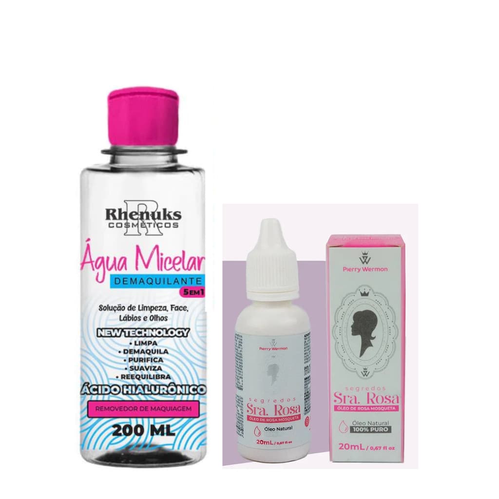 Kit Água Micelar Demaquilante Rhenuks + Óleo De Rosa Mosqueta 20ml