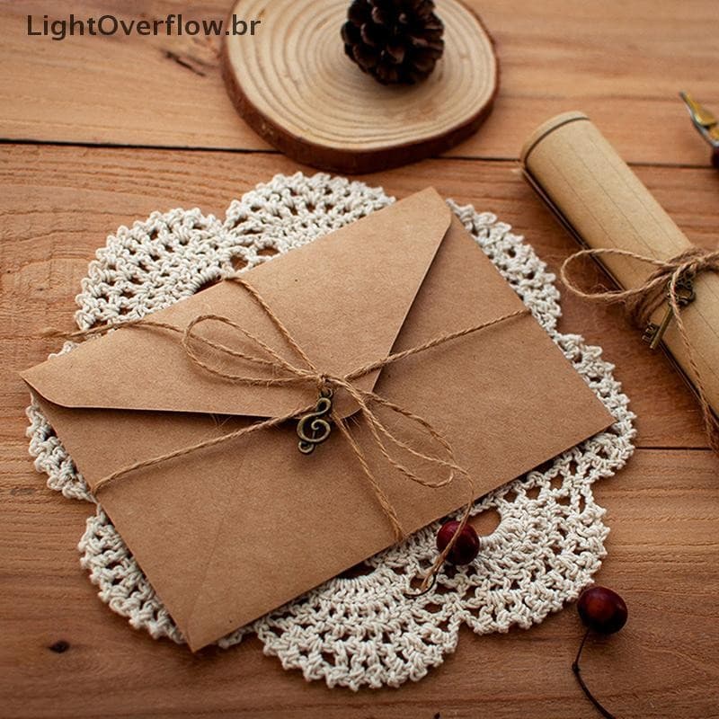 [LightOverflow] 12 Unidades/Conjunto Envelopes De Papel Kraft Vintage Para Letras Convites Blocos De Escrita [BR]
