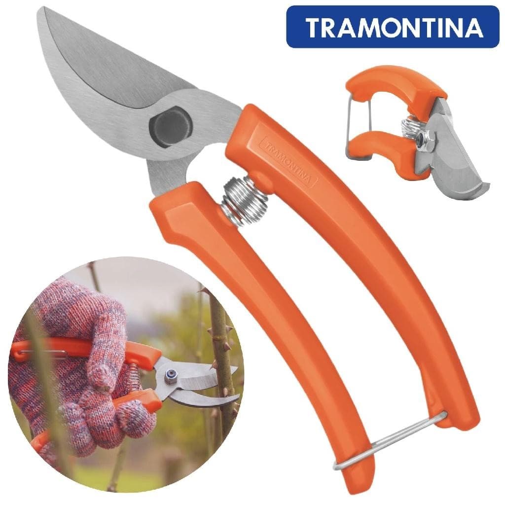 Tesoura Alicate de Poda Para Jardim  Aço Carbono Com Trava Plantas e Flores Tramontina