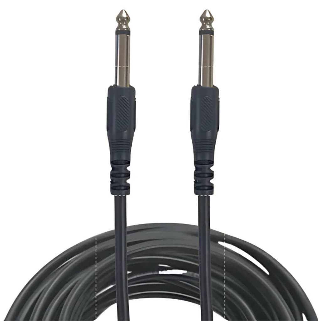 Kit 2 Cabo P10 Mono 1,5m D-P10 – Ideal p/ Guitarra, Baixo, Pedais e Amplificadores Profissionais