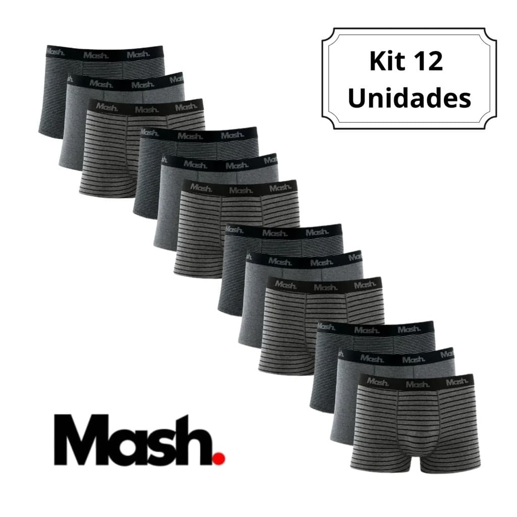 Kit 12 Cuecas Boxer Mash Listrada 110.38 Adulto Original Algodão Combo Promoção