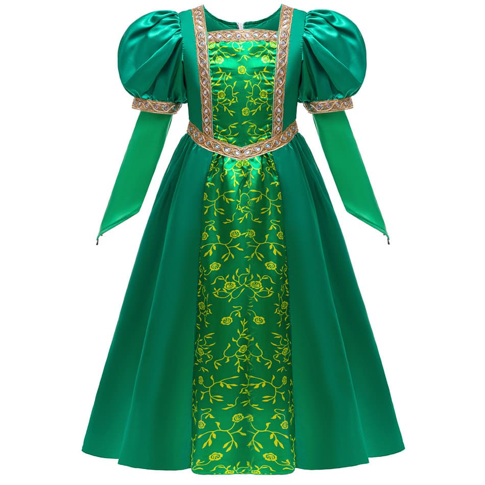 Fantasy Cosplay Girls Green Dress Clothing Cartoon Monster Costume Disguise Kids Role play Halloween Outfits Children