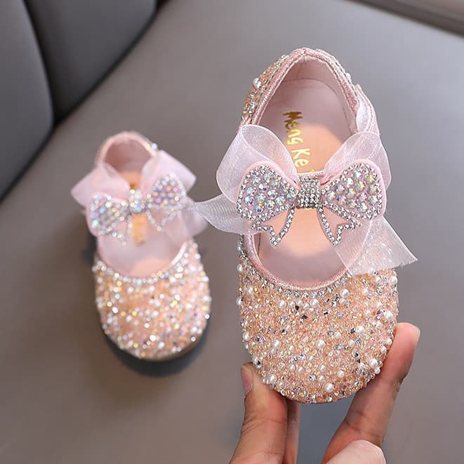 Sapatos de Cristal Princesa Elegantes e Confortáveis para Meninas, Adequados para Casamento, Festa de Aniversário, Sapat