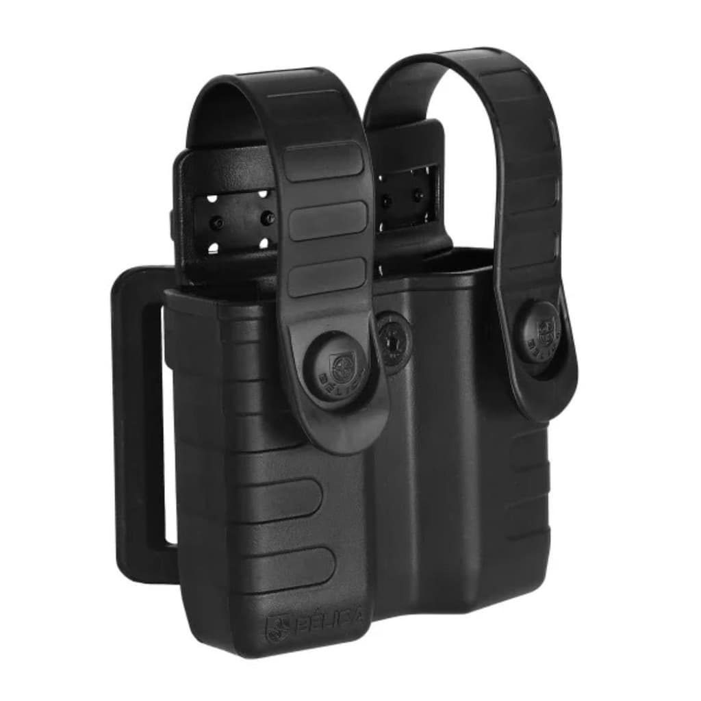 Porta Carregador Duplo Universal com Passador cinto colete Bélica Tab Lock 9mm, 40 GC Imbel, G25, PT 938, PT 145, G2C
