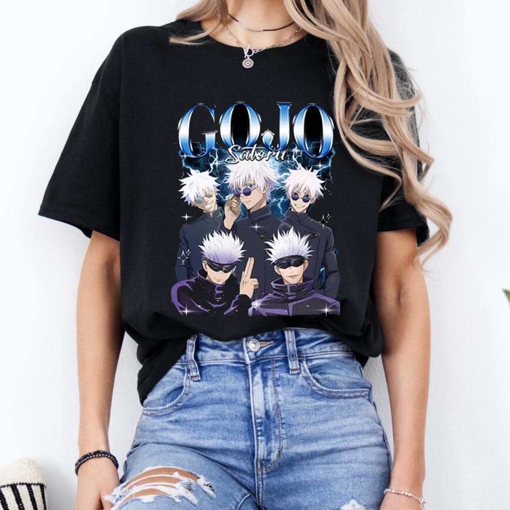 2026 Nova Camiseta Masculino Feminino Oversized Estampa Gojo Satoru Jujutsu Kaisen  Manga