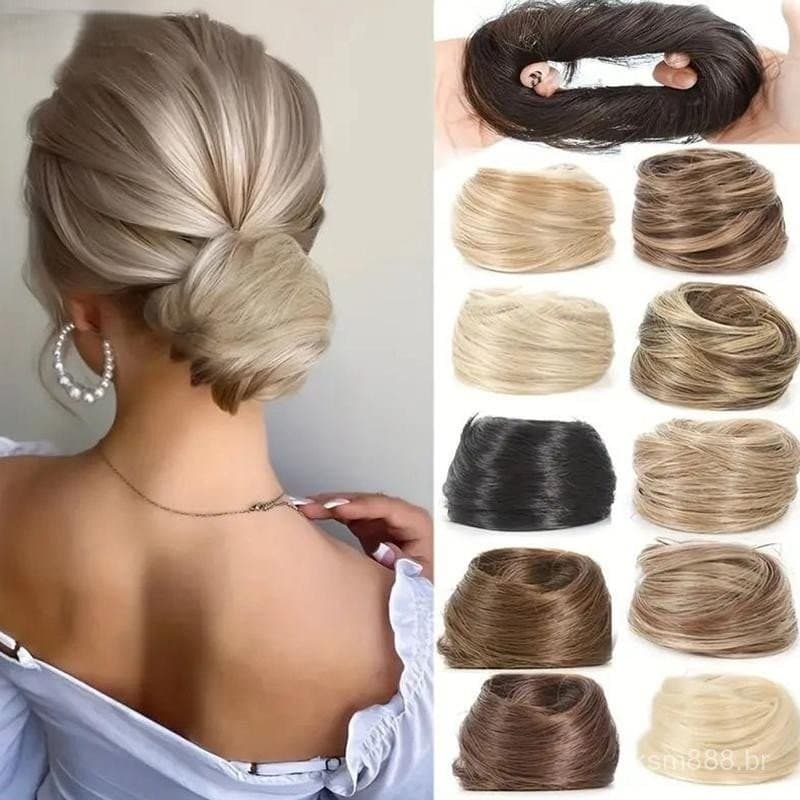 [Rhian] Sintético Falso Cabelo Borracha De Coque Banda Clipe Multicolorido Na Extensão De Cauda Updo Rabo De Cavalo Alto