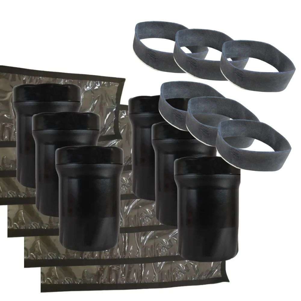 Kit 6 Potes Médios + 6 Ligas de Borracha + 6 Organizadores Militar Pretos