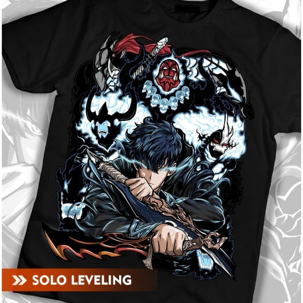 Camiseta Solo Leveling Anime Unissex Preta 100% Algodão Lançamento