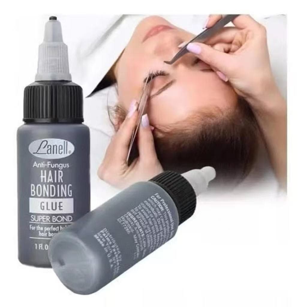 KIT 3 Peças Cola Lanell 30ml - Cola Para Cabelo e Cílios Com Ação Anti - Funguse Super Fixação - Entrega Pronto - WL
