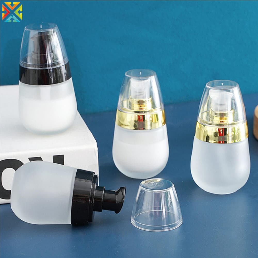 Frasco De Vidro Fosco A Vácuo Recipiente Vazio Recarregável De 30ml De Maquiagem Loção Creme Cosmética Facial Viagem