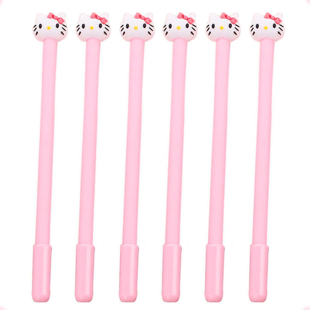 Kit 6 Canetas Hello Kitty Fofa Divertida Ponta Fina
