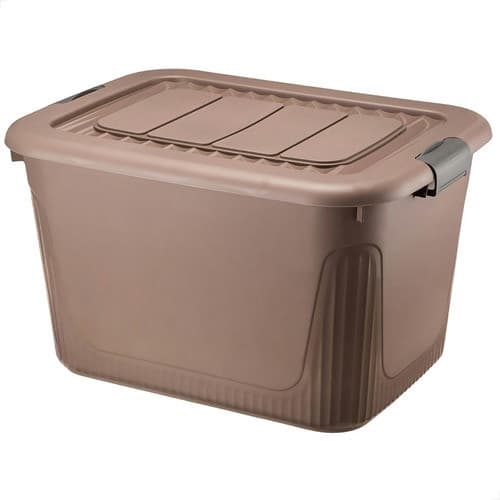 Caixa Organizadora Container 30 Trava/roda Plasnorthon Café