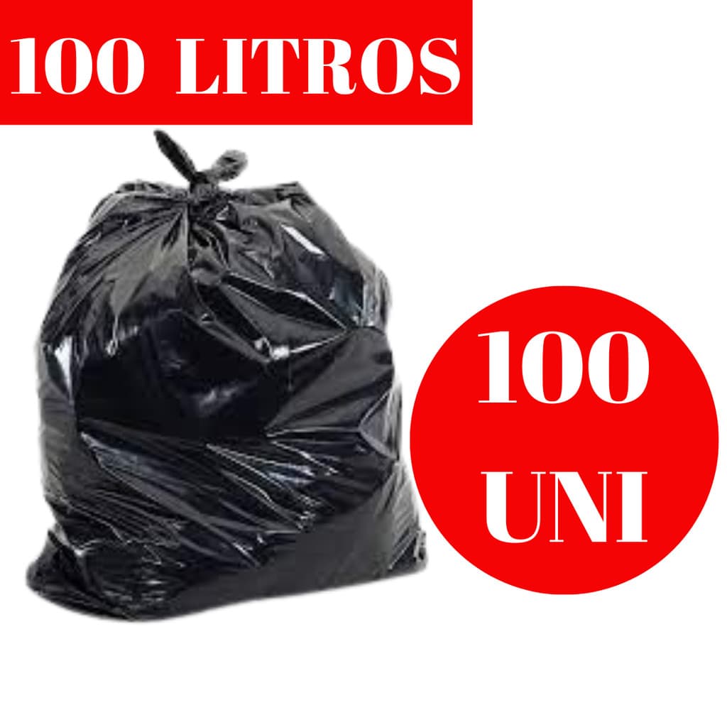 Saco de Lixo 100 Litros Preto 100 Unidades Reforçado Resistente Para Lixeiras  Casa Bares Restaurantes Eventos