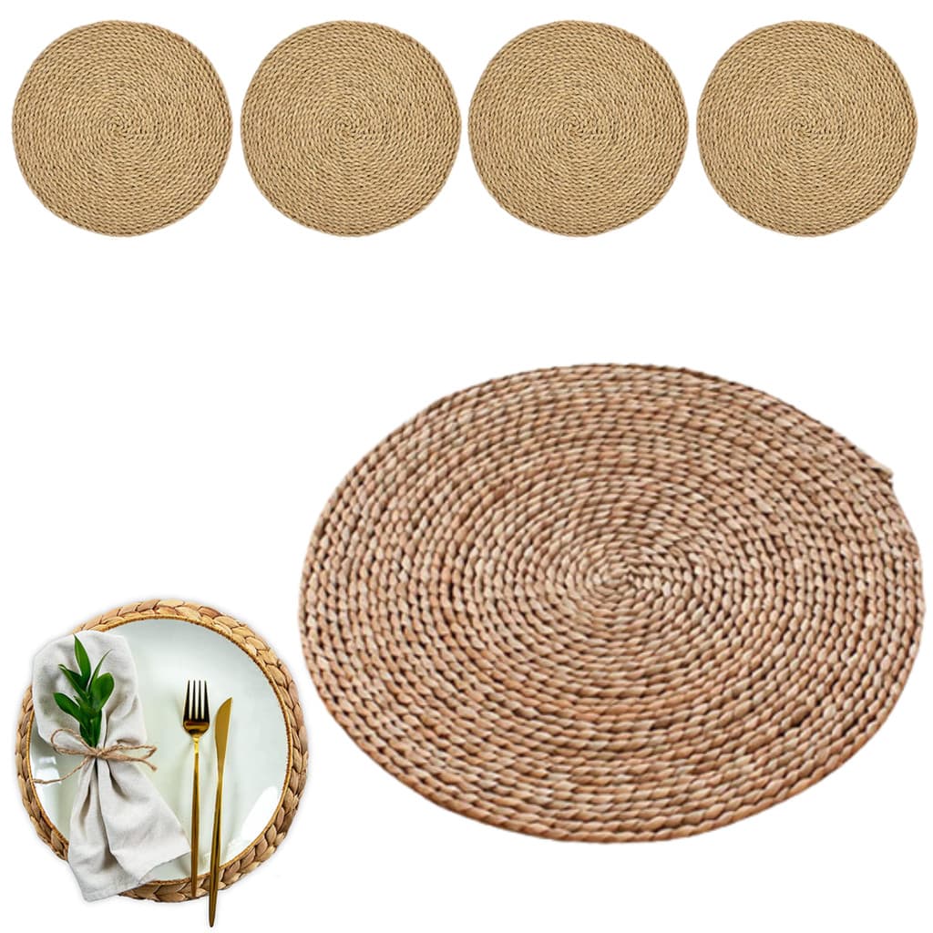 Kit 5 Sousplat Jogo Americano Redondo Palha Natural 38 cm Mesa Posta Natal Jogo Americano