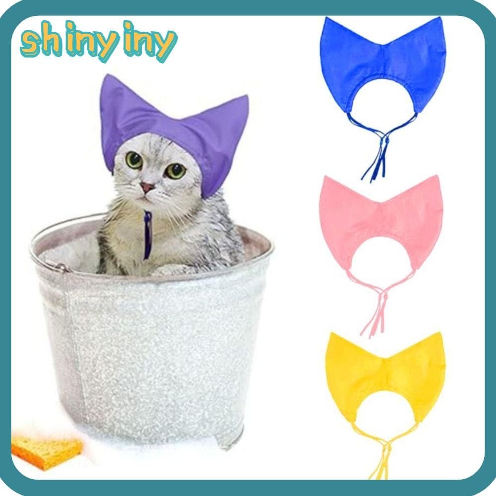 Touca De Banho Brilhante Para Gatos , Proteção Os Ouvidos Com Capa De Ouvido , De Chapéu Ajustável Cuidados Animais De E