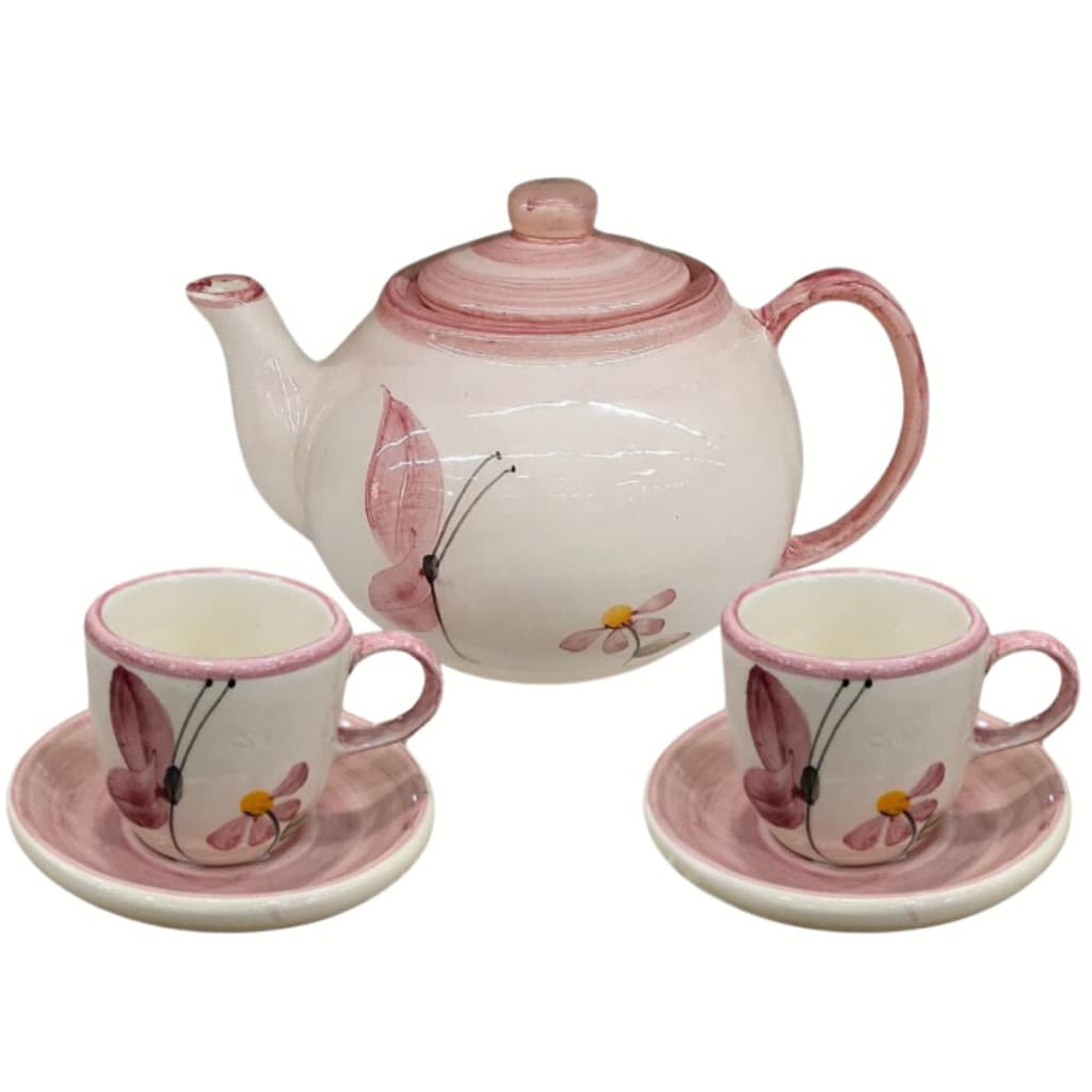 1 Bule e 2 Xícaras de café 75ml Decoração cantinho do café Jogo de xicaras cerâmica pintadas a mão