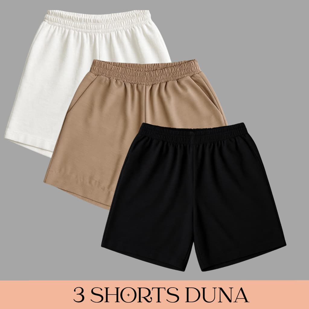 Kit 3 Shorts Duna P ao G3  Feminino Verão 2023