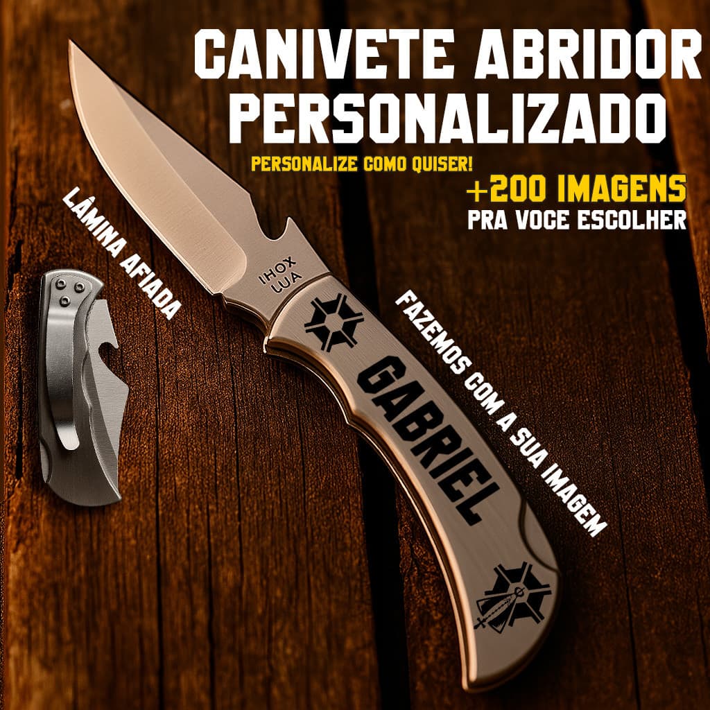 Canivete De Bolso Abridor Garrafa Lâmina Inox Clip Bolso Estilo Zebu Personalizado Seu Nome e Logo