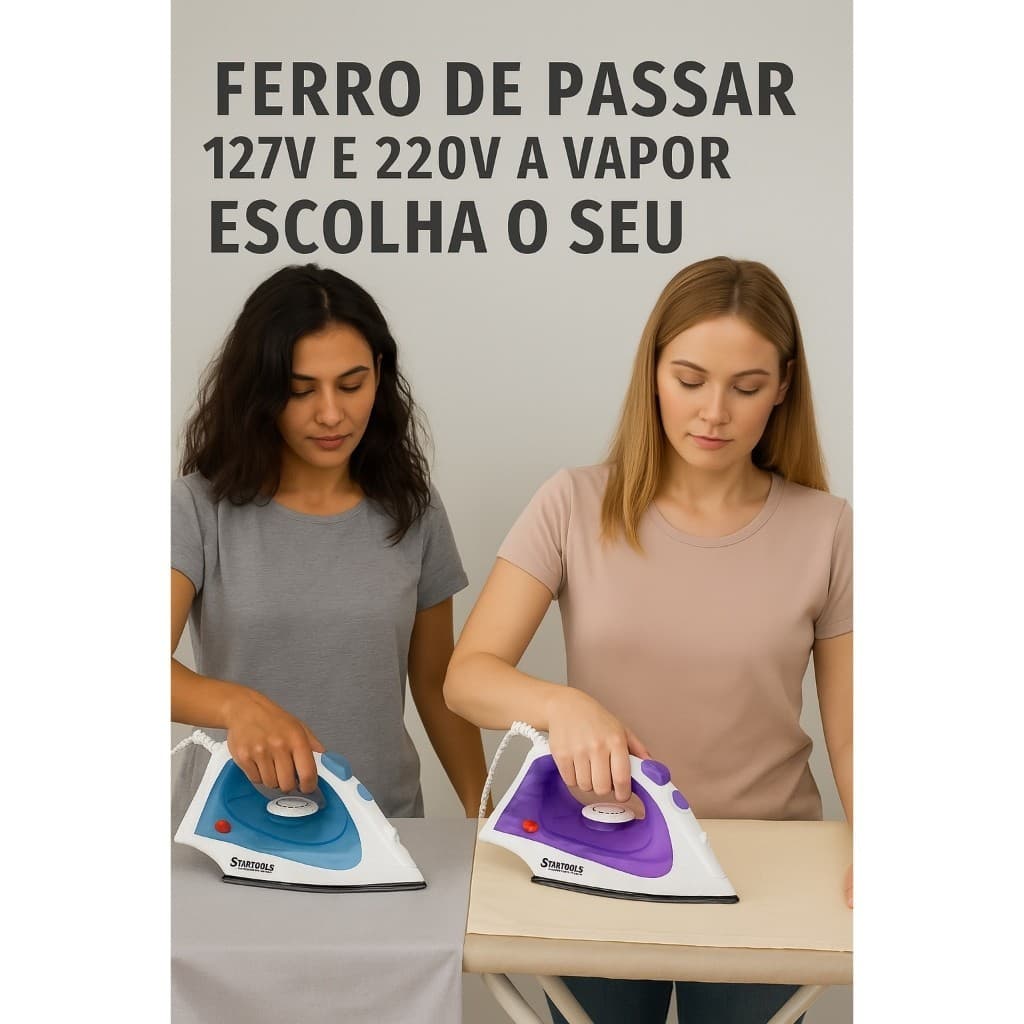 Ferro Passar Roupa 1500W A Vapor Antiaderente Eficiente 127V 220V Base Cerâmica Potente Doméstico