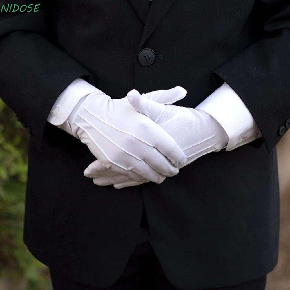 Luvas De Algodão Branco NIDOSE , Formais Finas E Macias Condução De Garçons Policiais Uniformes