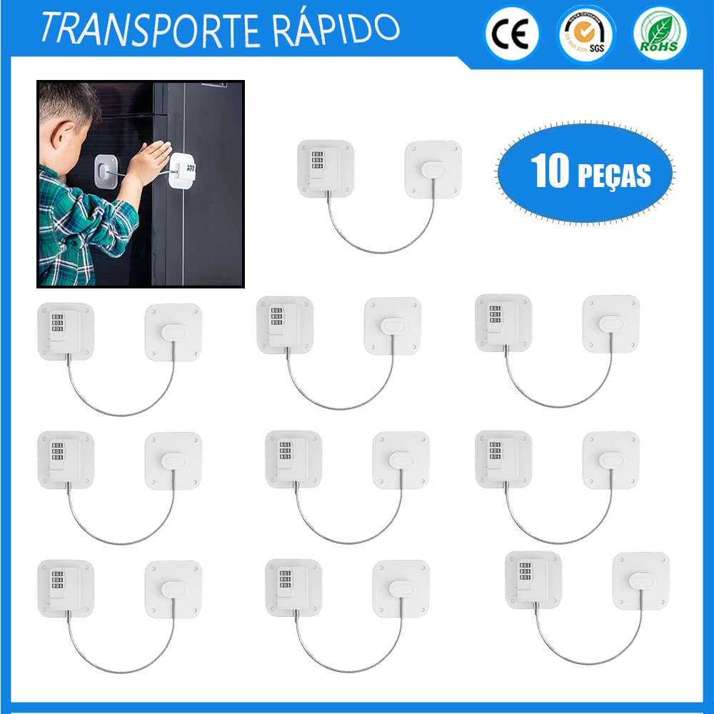 Fechadura de combinação branca 10pcs Fechadura de porta deslizante Trava de gaveta Trava de segurança para crianças Fech