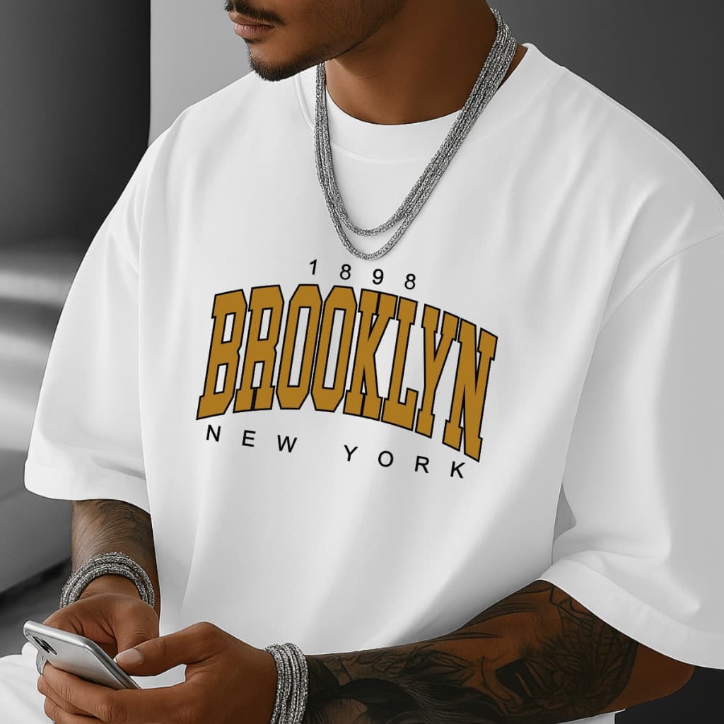 Blusa Algodão Camiseta Oversized Brooklyn Street Casual Despojada Larga Confortavel Unissex