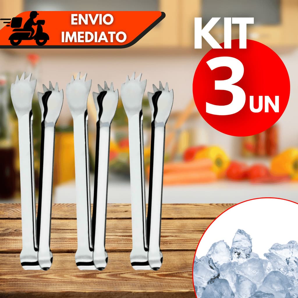 Kit 1/2/3 Pegadores de Gelo Inox Cubos Cozinha Bar Churrasco Profissional