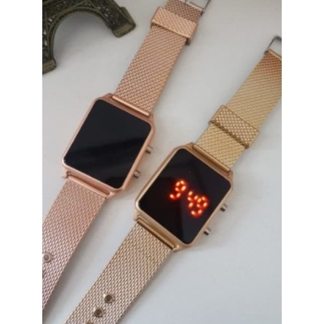 Relógio LED Digital Feminino Aço Inox – Cores Dourado, Rosé, Prata e Preto Premium