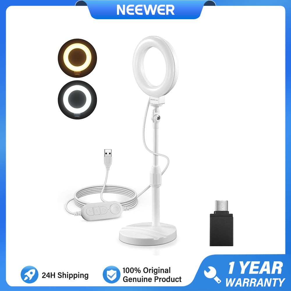 NEEWER BR60 Ring Light Anel De Luz De Mesa De 13 Cm Com Suporte , Compatível iPhone Para Gravação De Vídeo