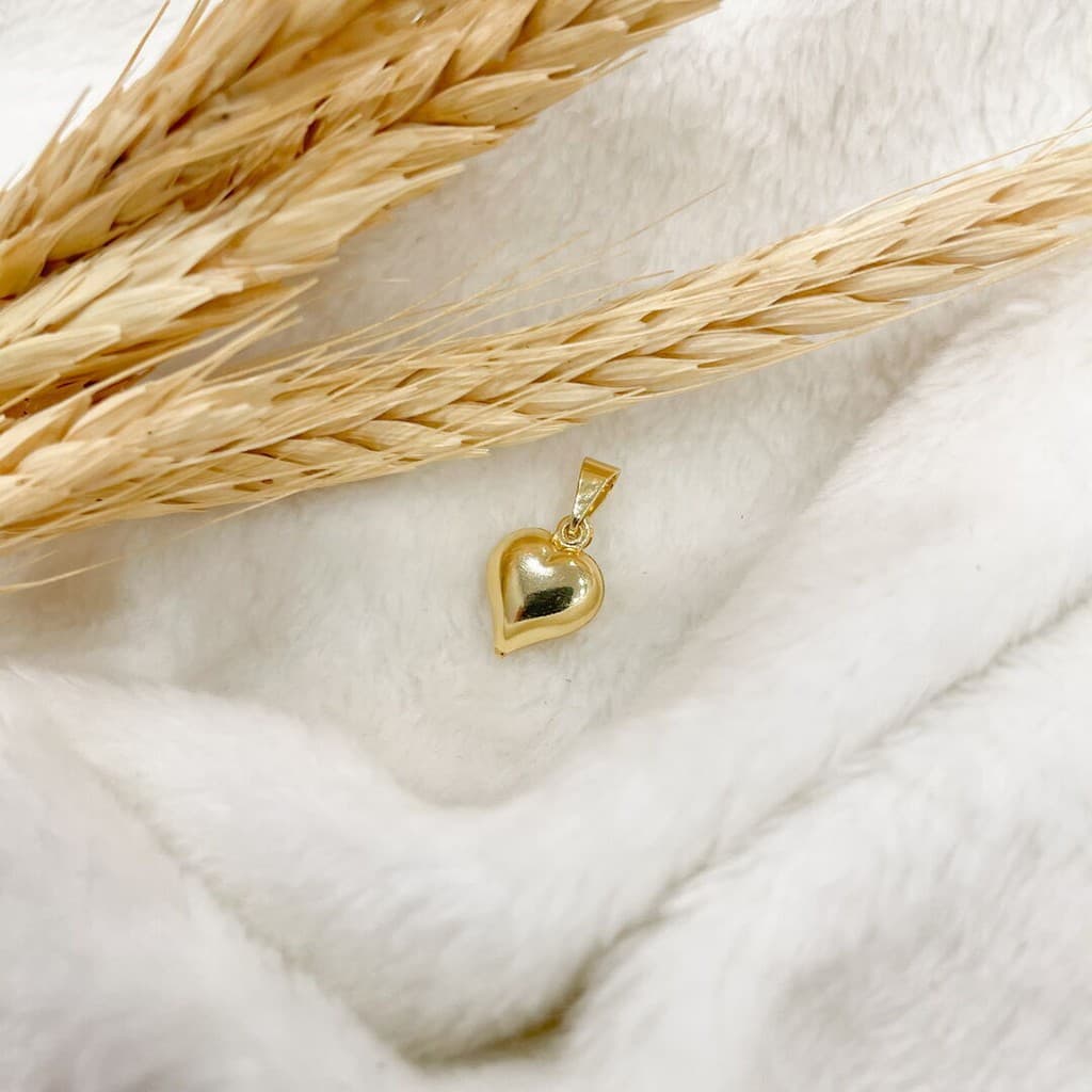 Pingente de Coração Gordinho Liso M Dourado