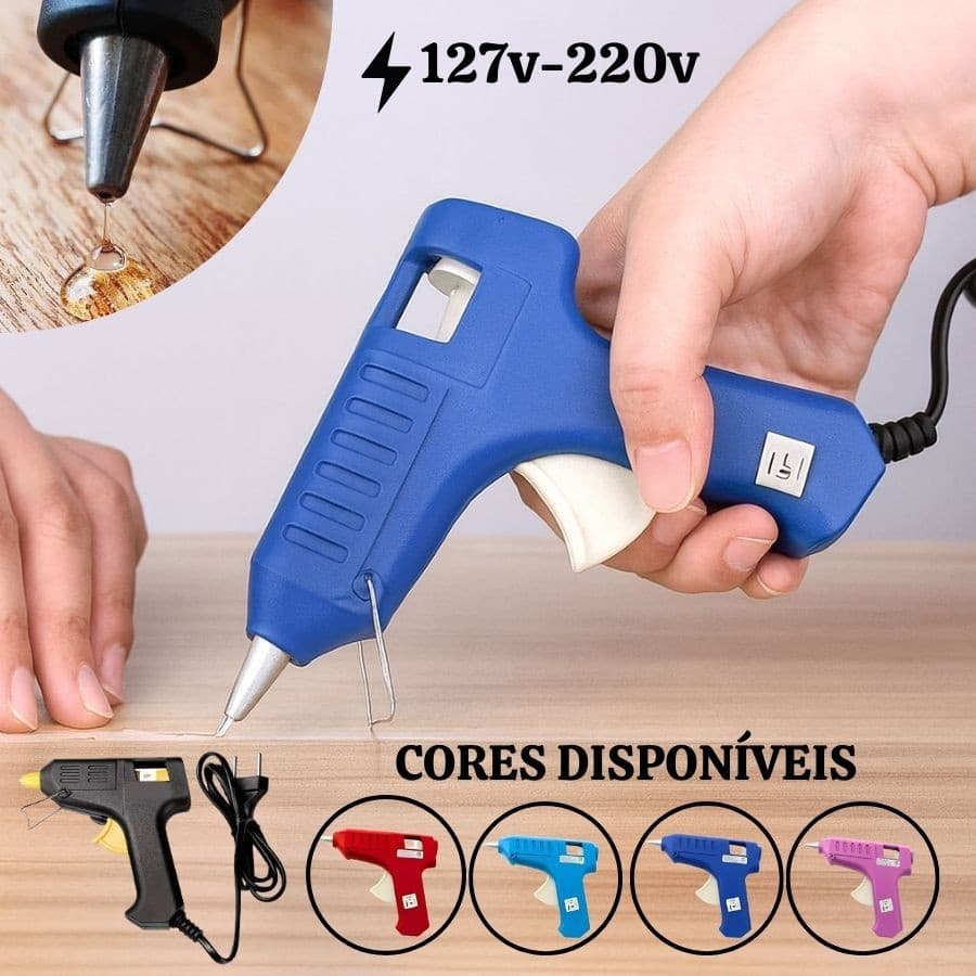 Aplicador De Cola Quente Com 47 Bastões (110v e 220v) Profissional Bivolt Color