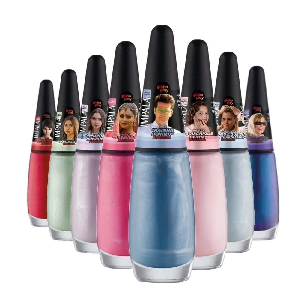 Kit Impala Coleção Globo Play Completa Com 8 Esmaltes 7,5ml