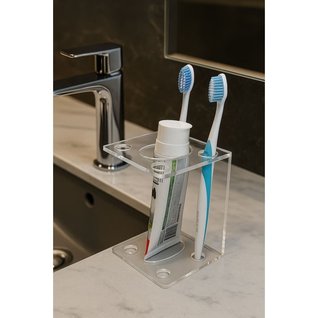 Porta Escova de Dentes Acrílico Cristal Suporte Organizador para Banheiro