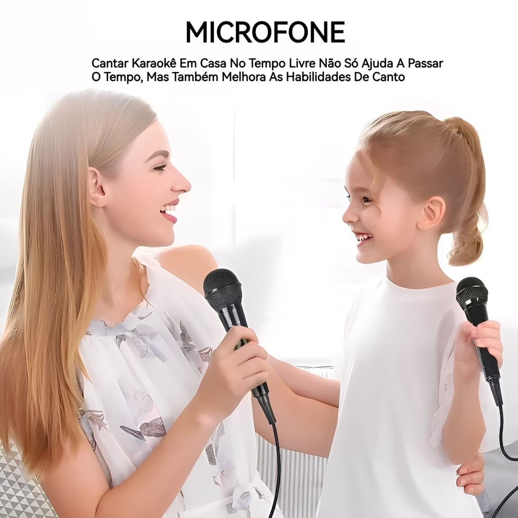 Microfone Dinâmico Profissional com Fio Alta Definição para Karaokê Reuniões Palestras e Igrejas