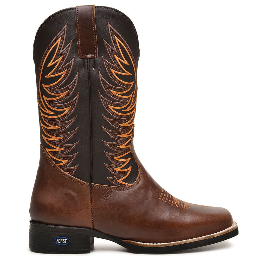 Bota Texana Masculina de Couro Bordado Luxo Country Western Boiadeiro