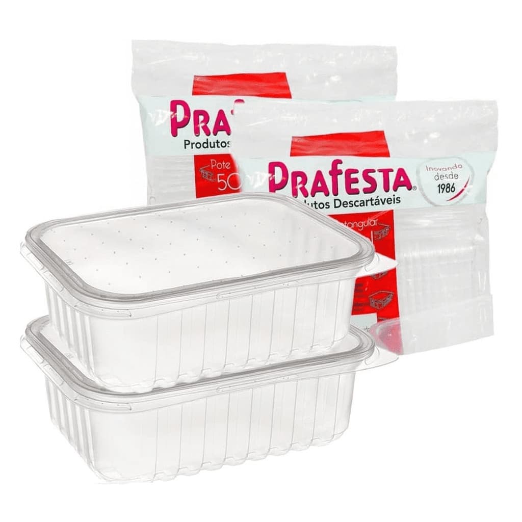 Pote Retangular Marmita Fit Freezer Descartável 24 Unidades Tamanho:250ML