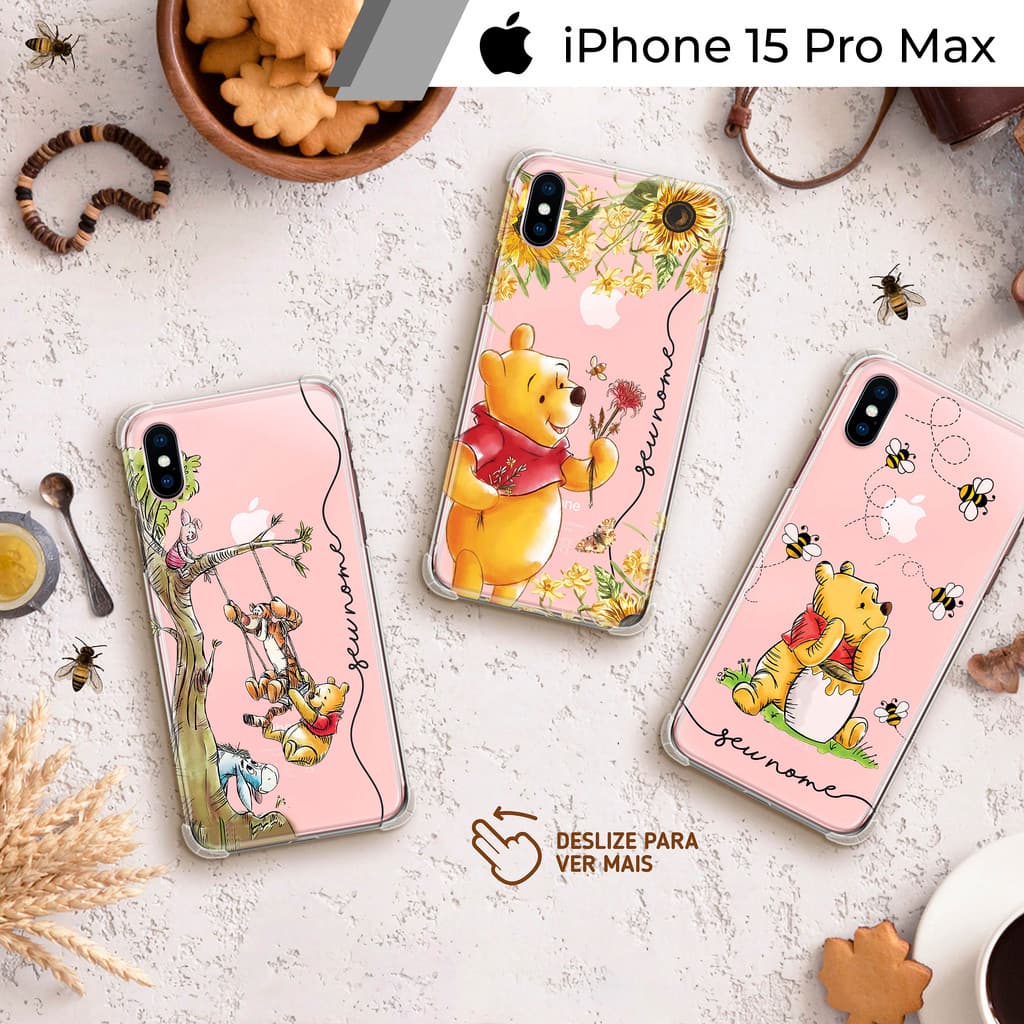 Capa Capinha - iPhone 15 Pro Max - Ursinho Pooh Transparente Personalizada