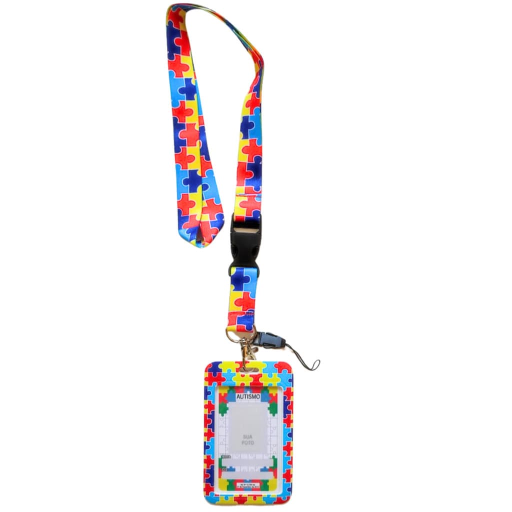 Cordão de Identificação Autista Porta Crachá e Crachá Manual