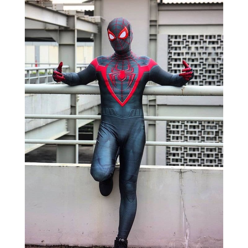 Fantasia Cosplay C/ Lentes Miles Ultimate Game Homem Aranha