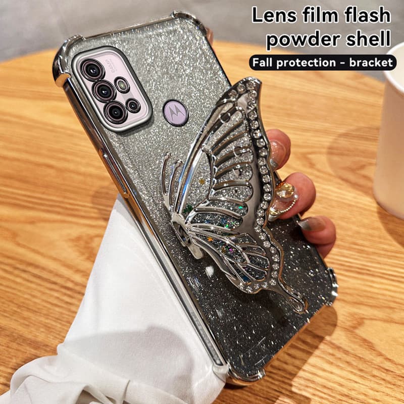 Capa De Telefone Para Motorola Moto G30 G20 G10 Power G67 G77 Edge 50 60 70 Fusion 70 60S 60 5G Areia Fluida Borboleta S